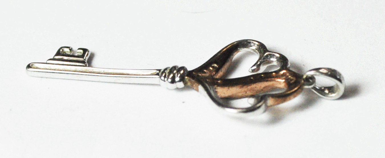 Sterling Silver TU Star Rose Double Heart Diamond Pendant 1-3/4" x 18mm 2.6g