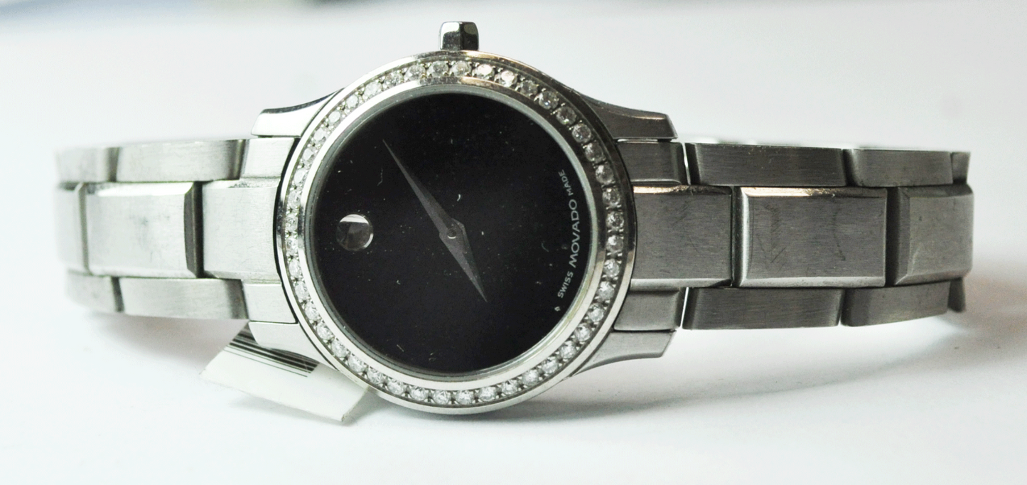 Women's Movado Factory Diamond Bezel 92 G4 825 24mm Stainless Museum Wristwatch