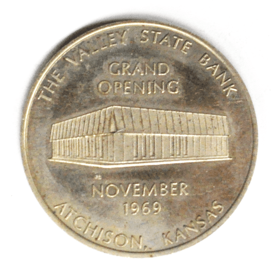 1969 Atchison Kansas Novelty Medal Bank Grand Opening 34mm Medal Token
