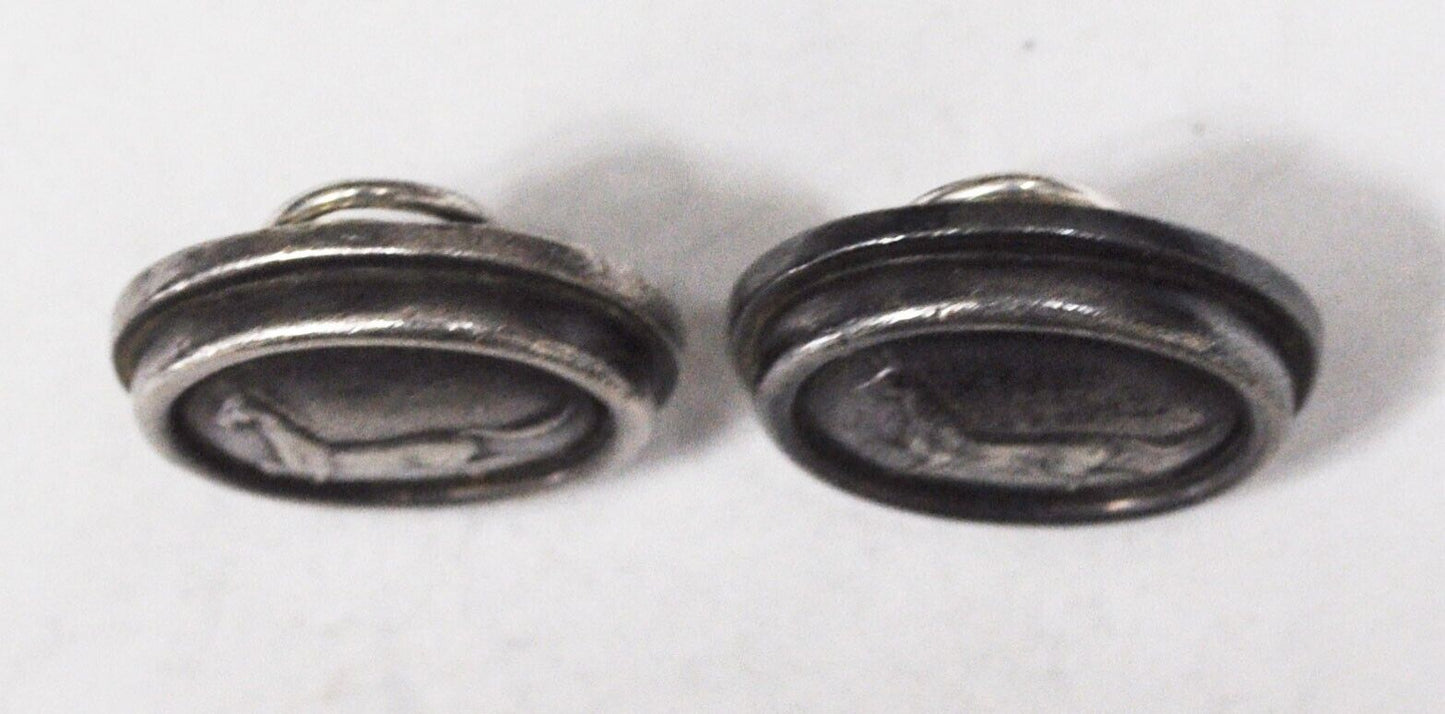 Sterling Silver Kieselstein Cord Horse Equestrian Clip On Earrings 24mm x 20mm