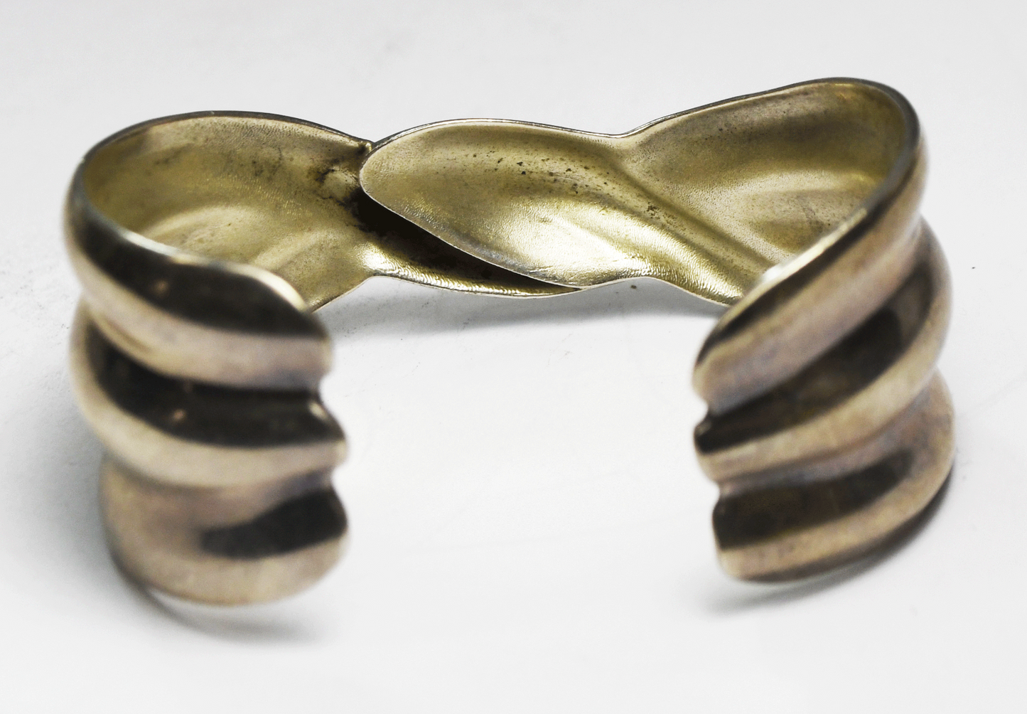 Sterling Tapered Twist Center Cuff Bracelet 28mm 6.5" Wrist 43g