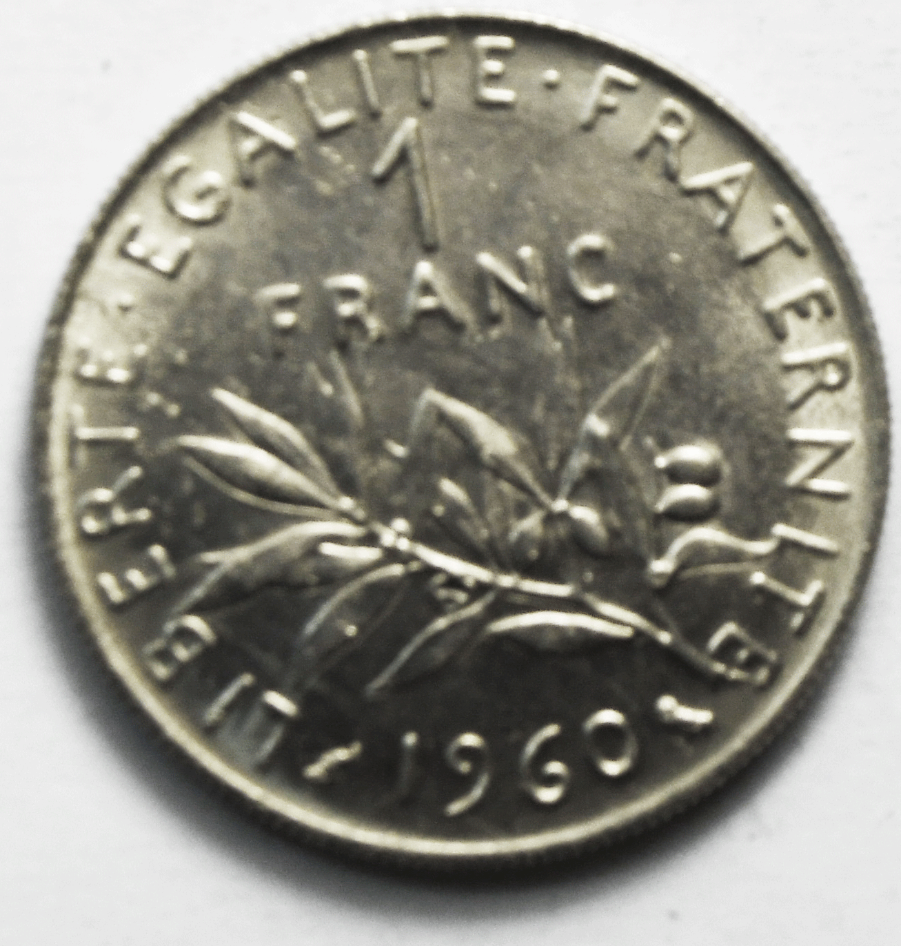 1960 France One Franc Nickel Coin KM# 925.1