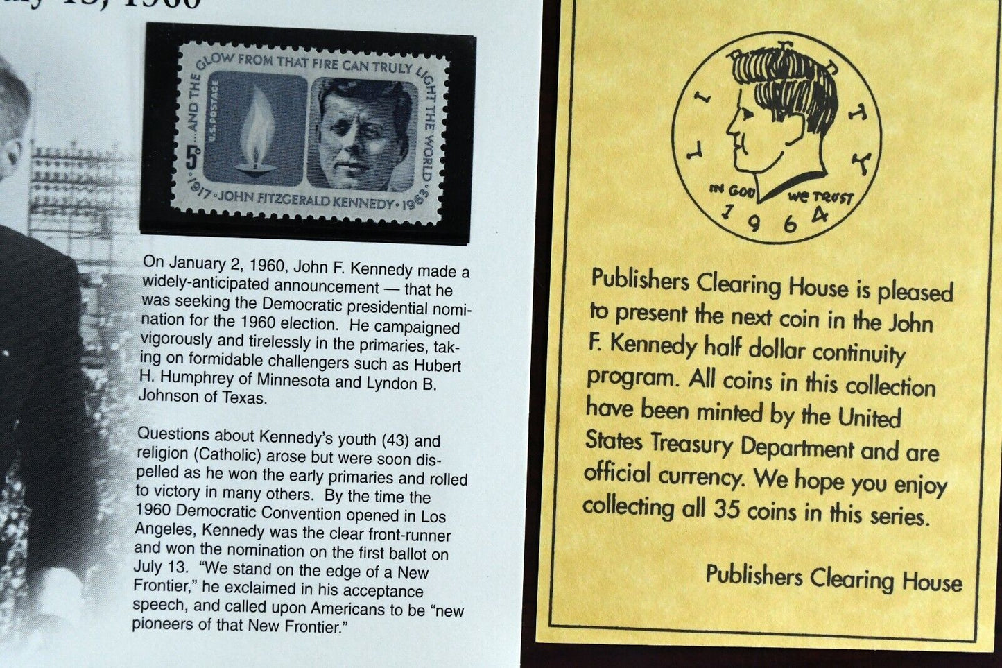 Publishers Clearing House Kennedy Half Dollar Program Wins President Nomination