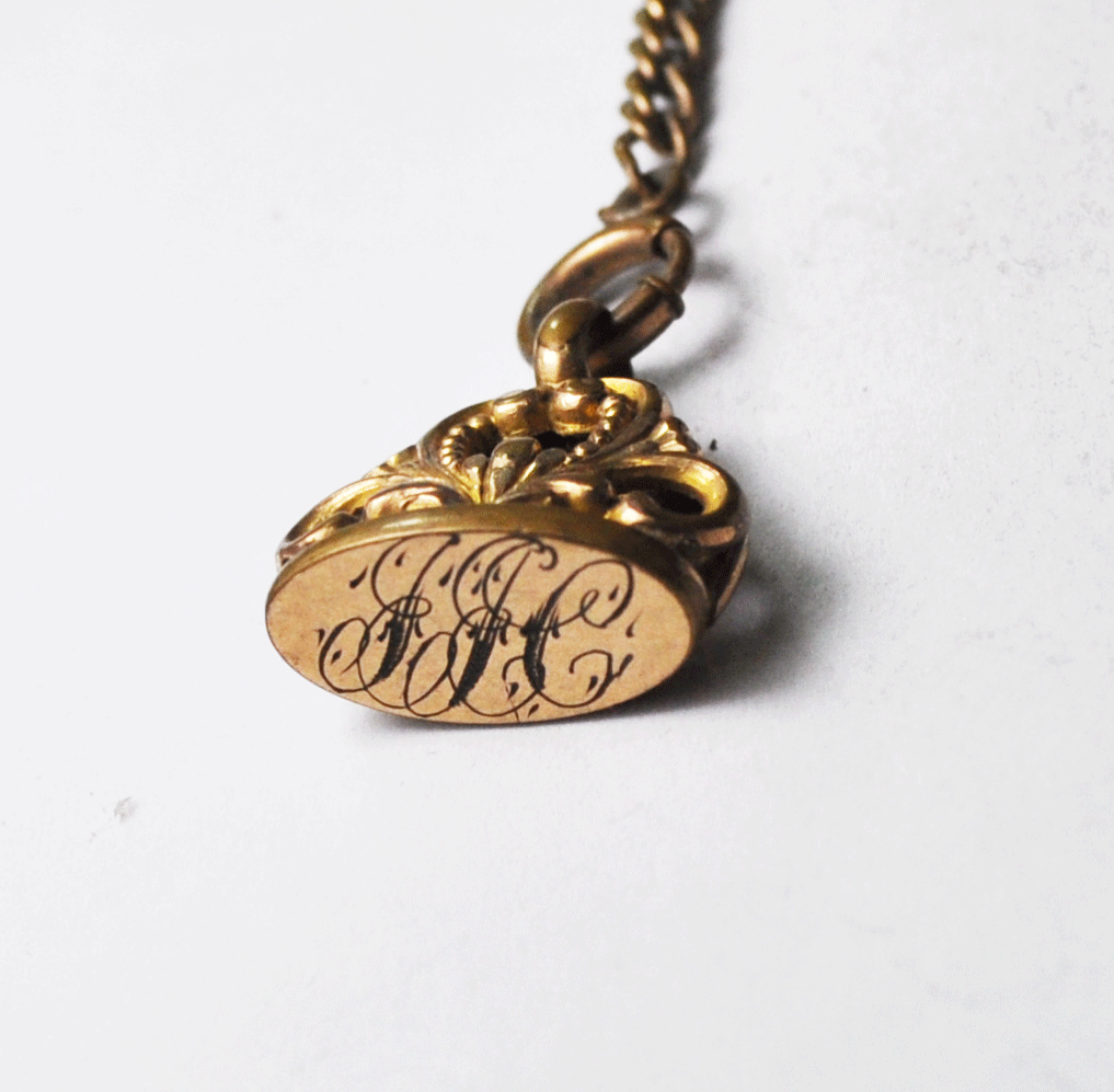 Vintage Gold Filled 2.5mm Pocket Watch 15.5" Chain Victorian Fob 20mm