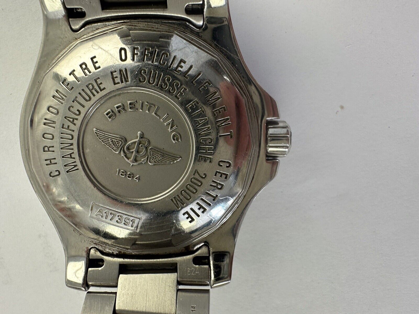 Breitling Super Ocean Automatic A17391 44m Stainless Orange & Black 8" Wrist