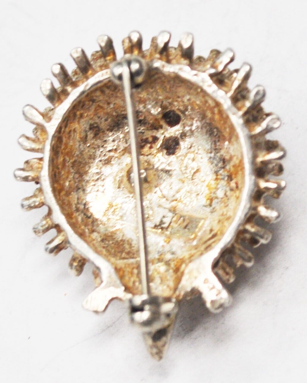 Sterling Silver Mexico Porcupine Spiked Brooch Pin 32mm