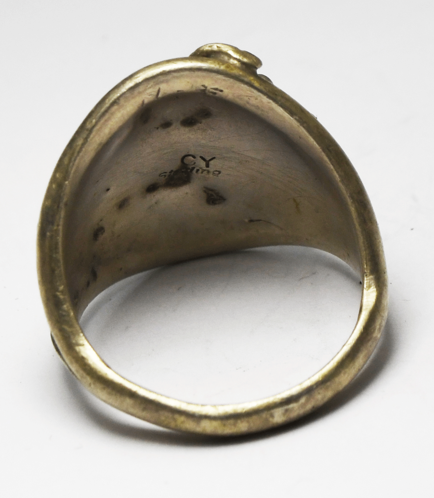 Sterling Silver CY Eagle Floral Ring 28mm Size 13