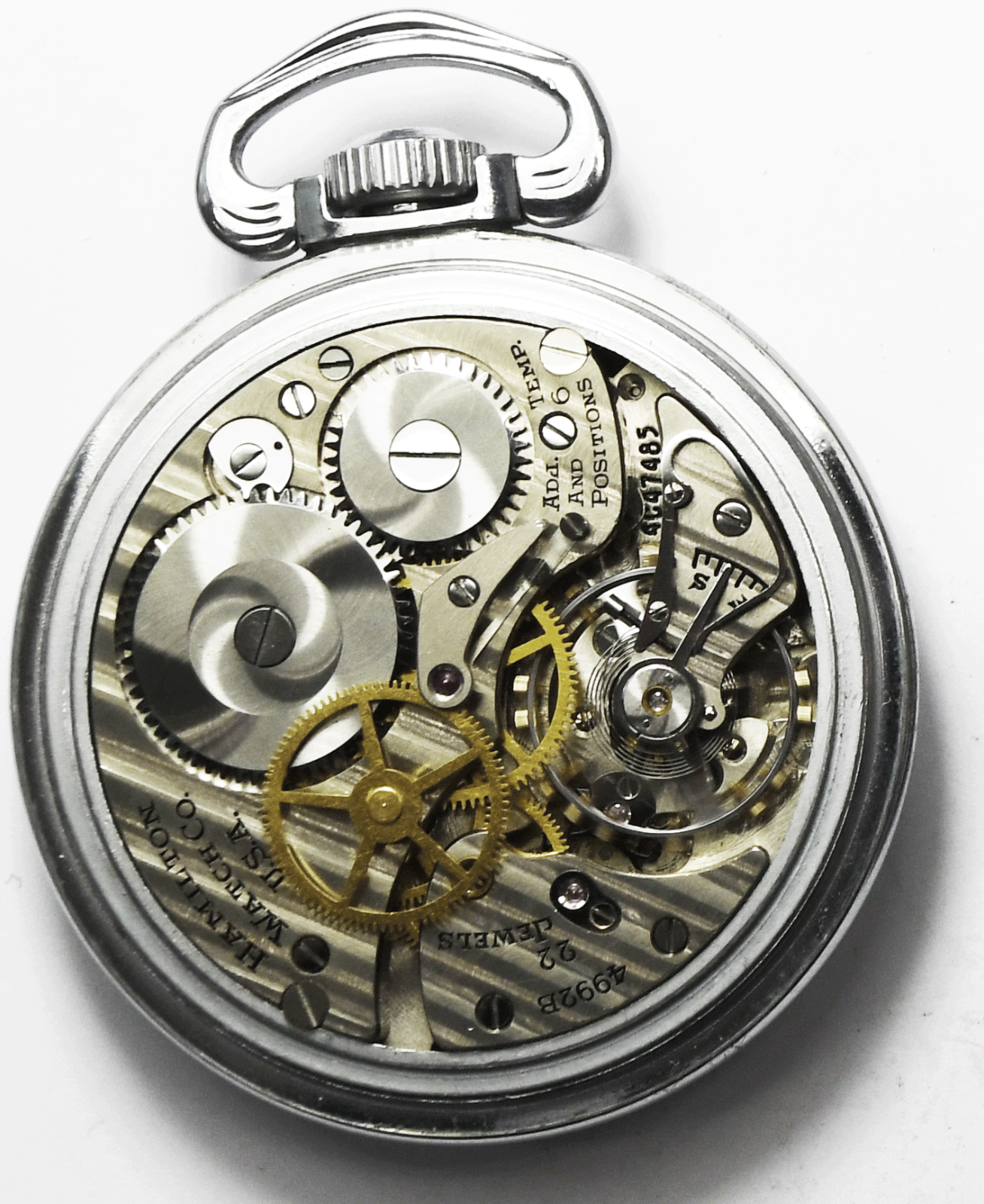 1941 Hamilton GWT Black Dial Military 22J Pocket Watch 4992B Size 16 AN 5740