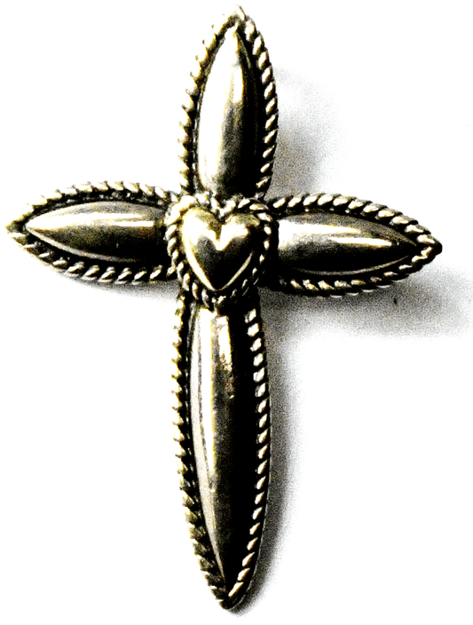 Sterling Silver Lavaggi My Hero Heart Cross Pendant 27mm x 37mm