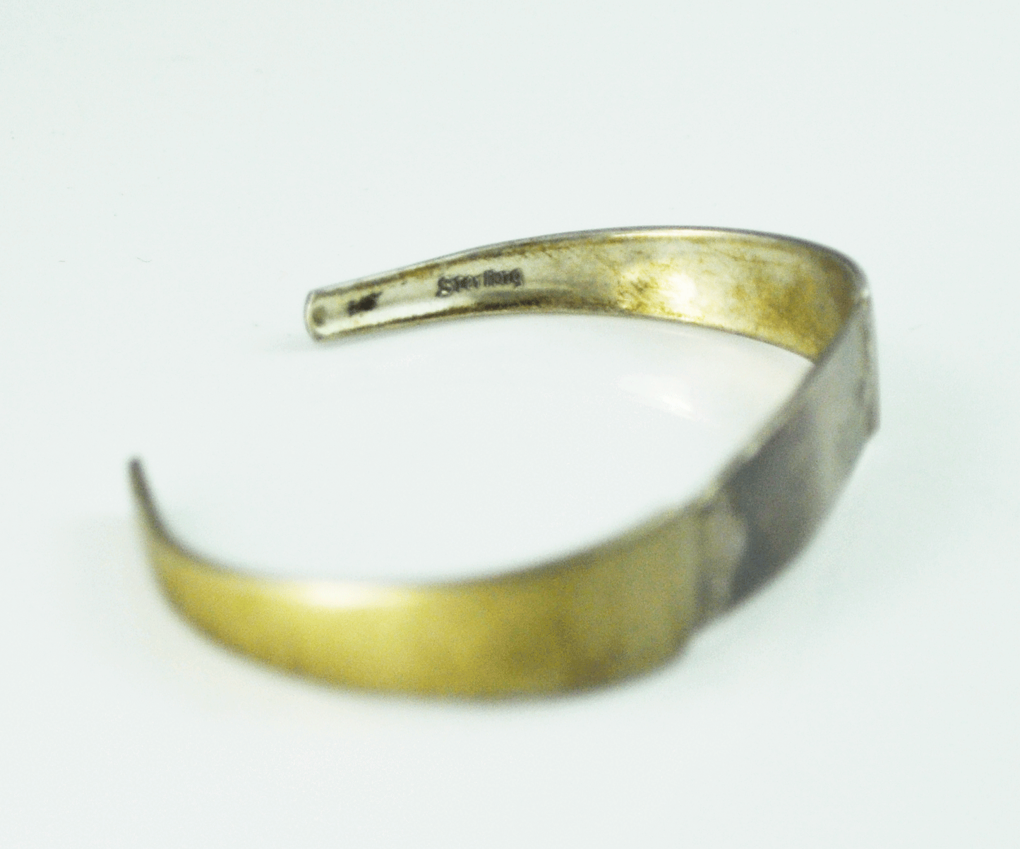 Antique Embossed Sterling Silver Stamp Blank Scroll ID Cuff Bracelet 11mm