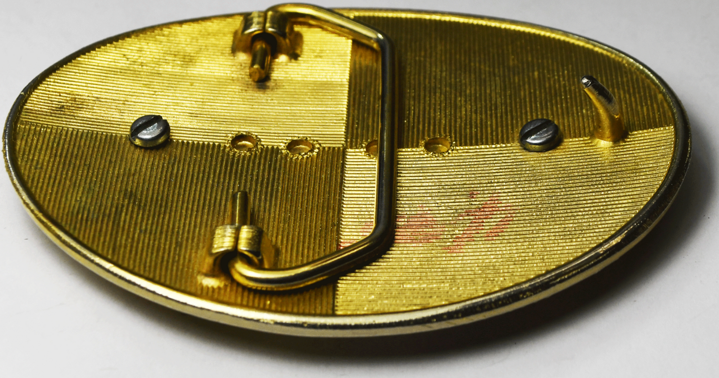 1928 S $1 Peace Silver Dollar Belt Buckle Gold Silver Tone Flower 3-3/8"x2-1/2"