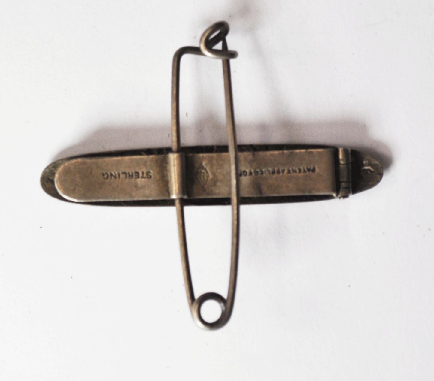 Antique Sterling Silver Floral Safety Pin Clip Repousse 2-1/4" x 2"