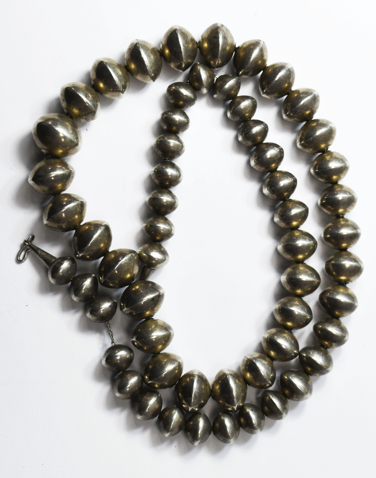 Sterling Silver Handmade Graduated 12-18mm Bead Necklace 29.5"   126g