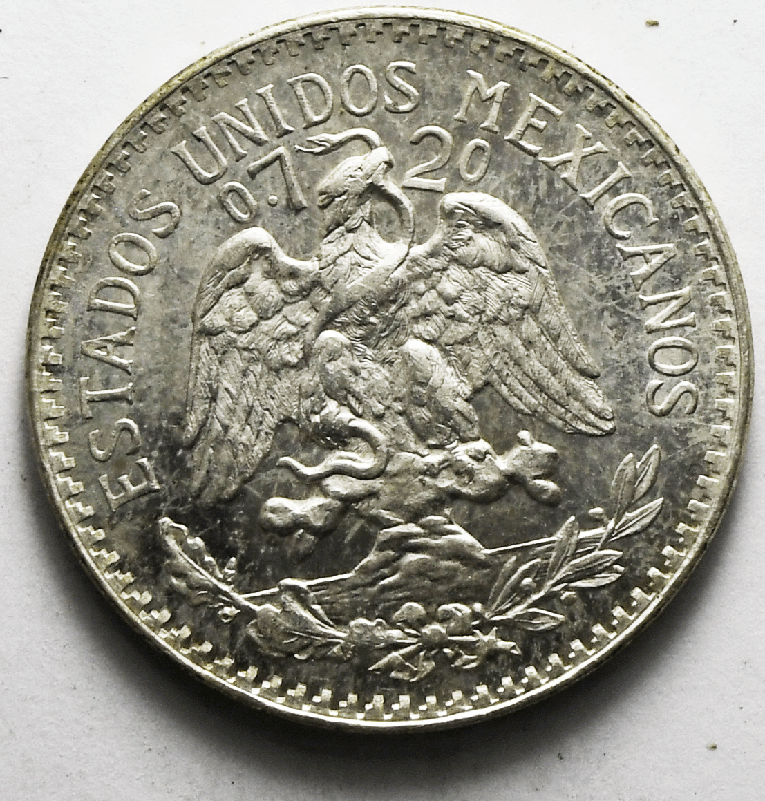 1943 Mexico Estados Unidos Mexicanos Fifty 50 Centavos Silver Coin KM# 447