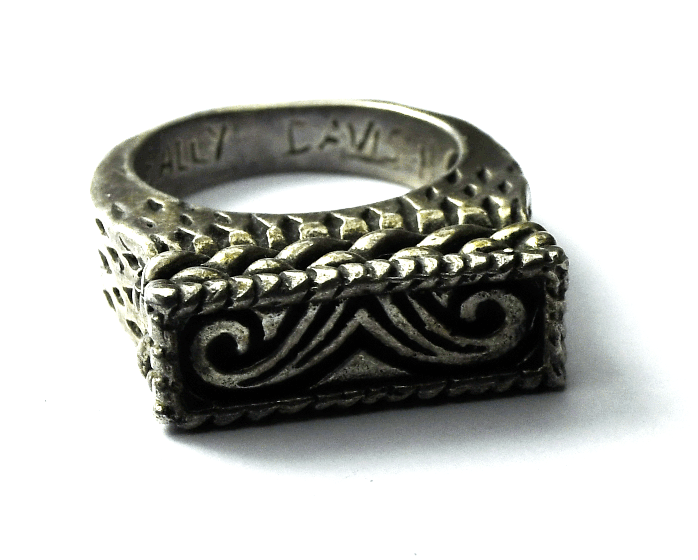 Sterling Silver Sally Davison Square Weave Strawberry 7mm Ring Size 7