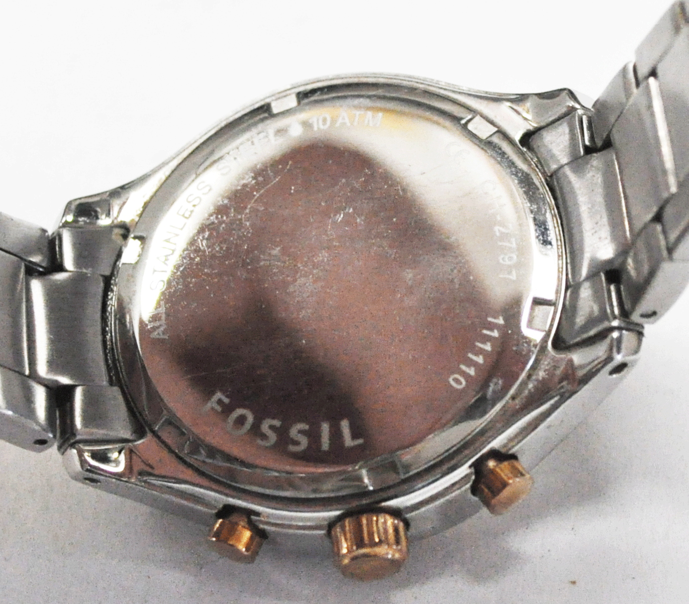 Women's Fossil Quartz CH2797 Rose Gold Tone Crystal Bezel Wristwatch 38mm