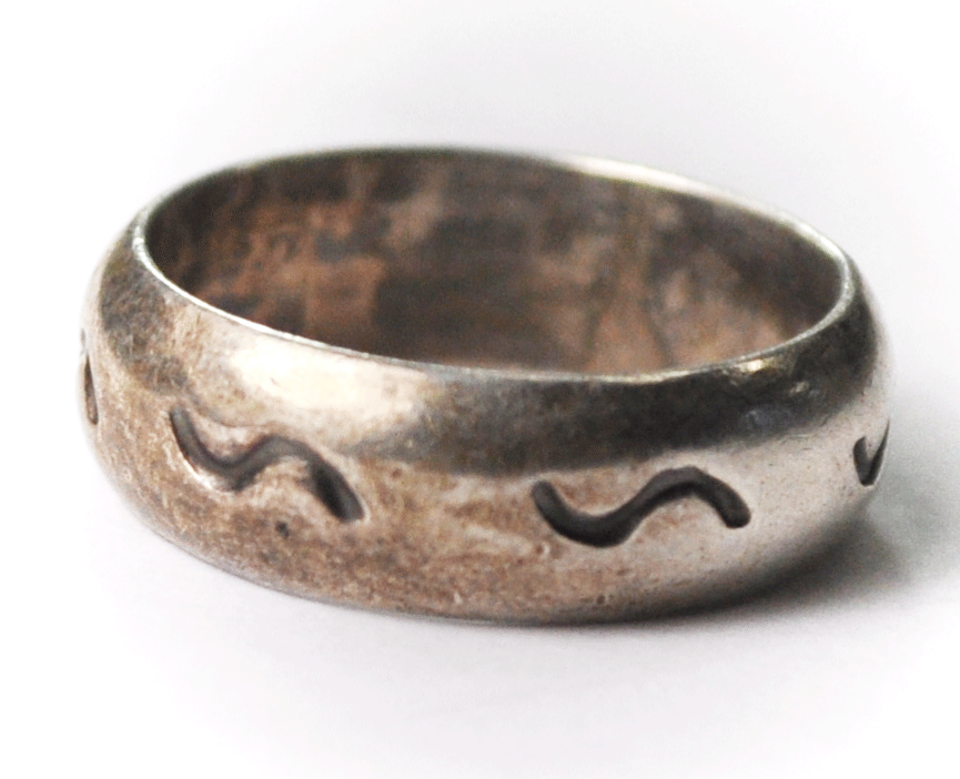 Sterling Silver LGP Arrow Signed Squiggle Band Ring 5mm Size 5