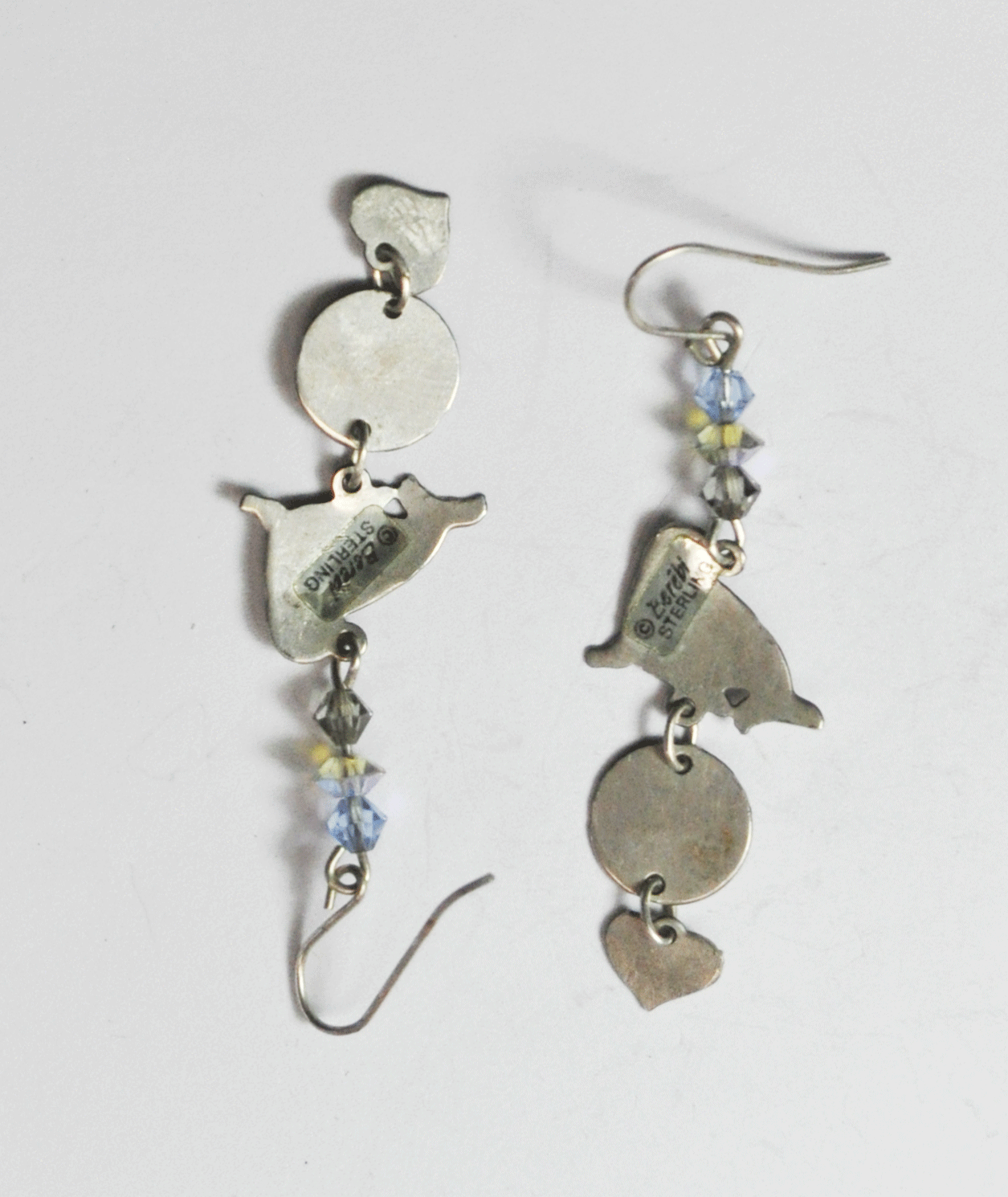 Sterling Silver Berebi Save the Seals Love World Dangle Earrings 2-1/8" x 17mm