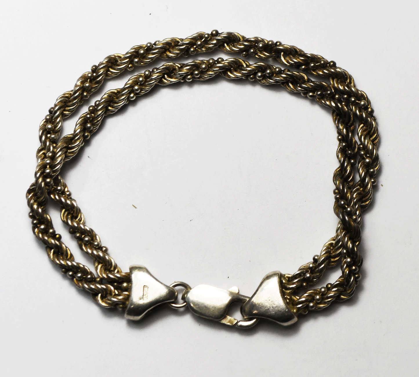 Sterling Silver 4mm Double Strand Chain Bracelet 7" 15g