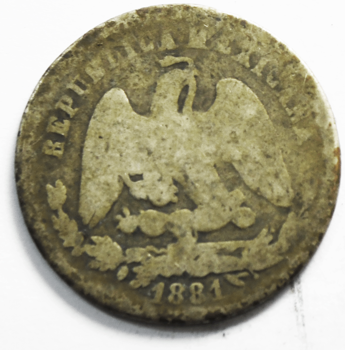 1881 Zs S Mexico Second Republic 25 Centavos Silver Coin KM# 406.9