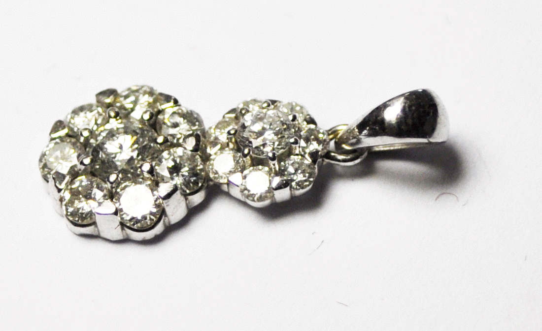 Beautiful 1tcw RBC Diamond Cluster Pendant Enhancer 14k White Gold 7/8"