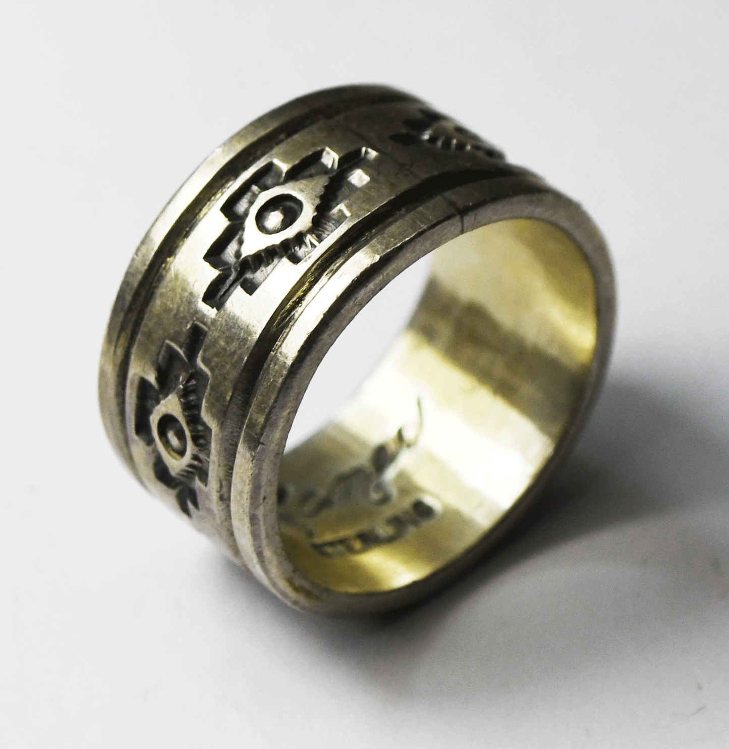 Sterling Silver Troy Laner Geometric Ring 11mm Band Size 7-1/2