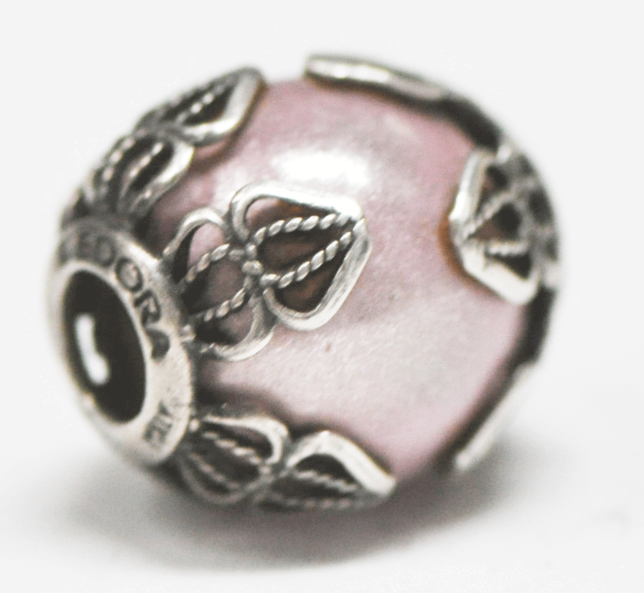 Cedora Italy Round Pink Charm Filigree Ball Charm Bead 14mm