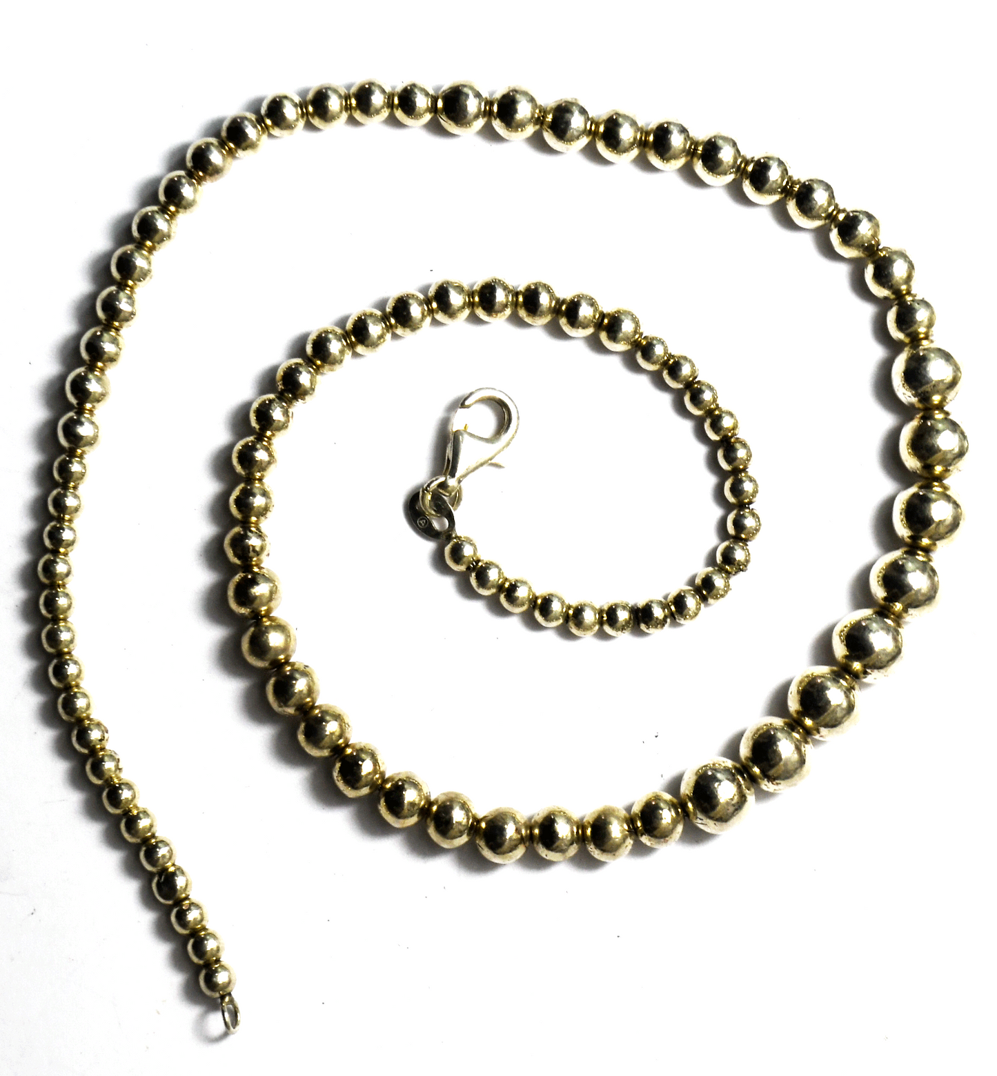 Sterling Silver Round Bead Graduated Necklace 4-8mm 18" 26g