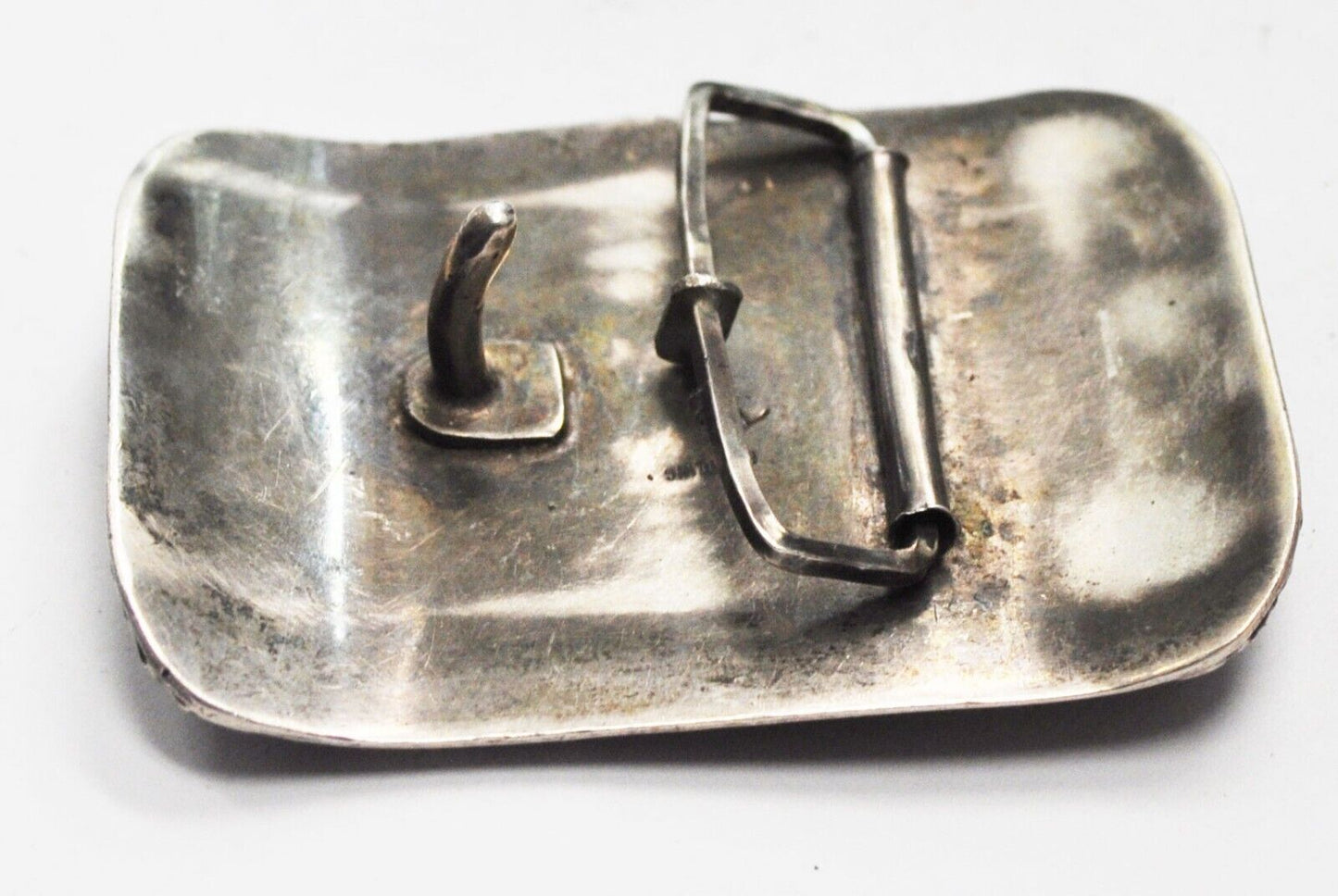 Vintage Sterling Turquoise Floral Handcrafted 51x68mm Belt Buckle Fits 37mm Belt