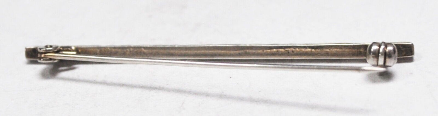 Sterling Silver Marcasite Straight Bar Brooch Pin 61mm x 2mm