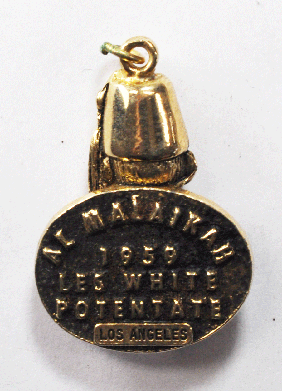 Al Malaikah 1959 Les White Potentate LA Western Shrine Convention Fob Pendant