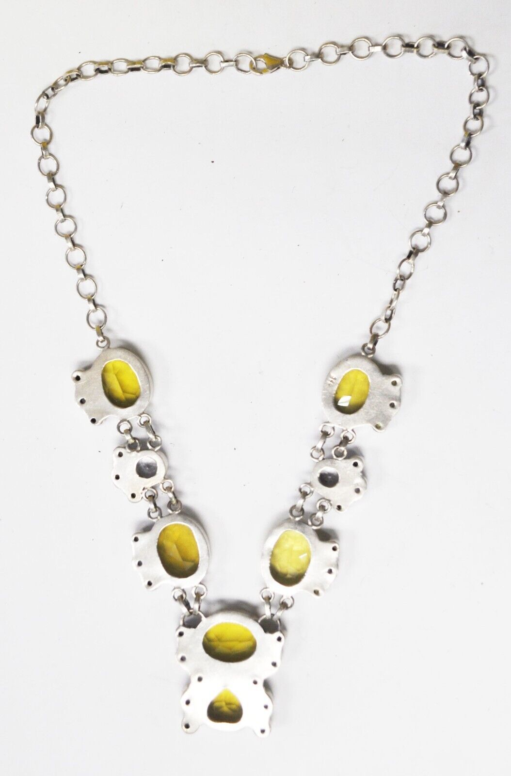 Sterling Silver Citrine 34mm Center Round 7mm Necklace 19"