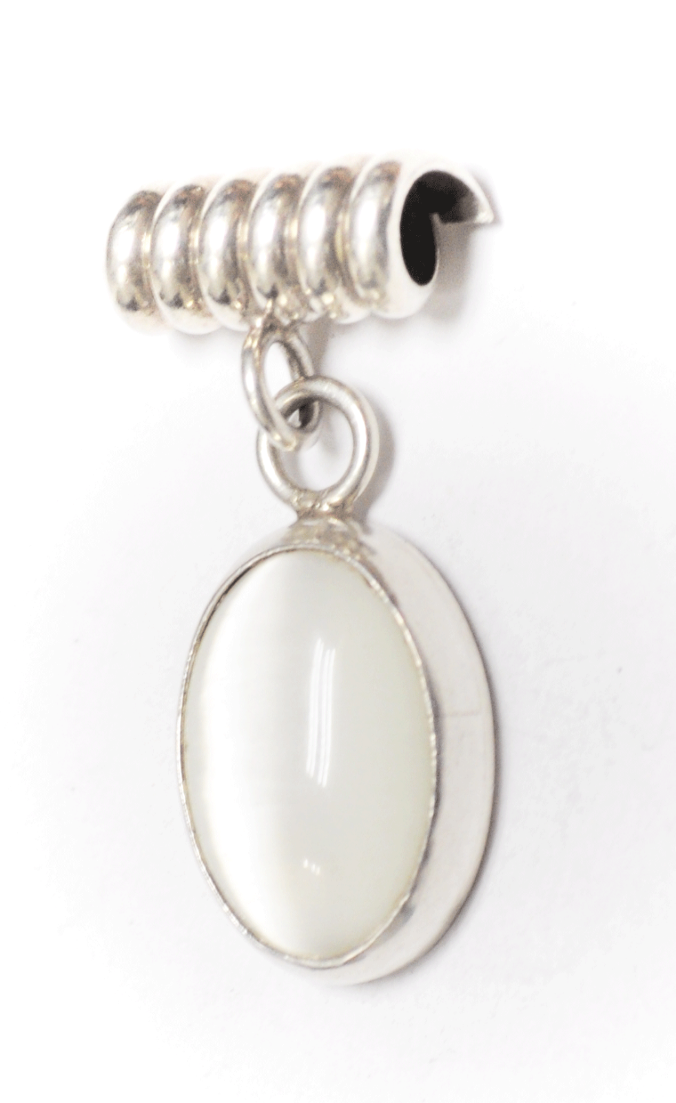 Sterling Silver Oval White Mother Pearl MOP 22mm Wide Bale Pendant Slide1-3/4"