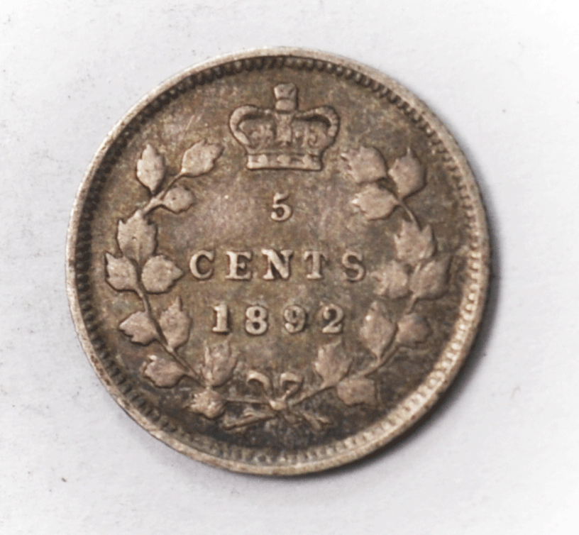 1892 Canada 5c Silver Five Cents KM# 2