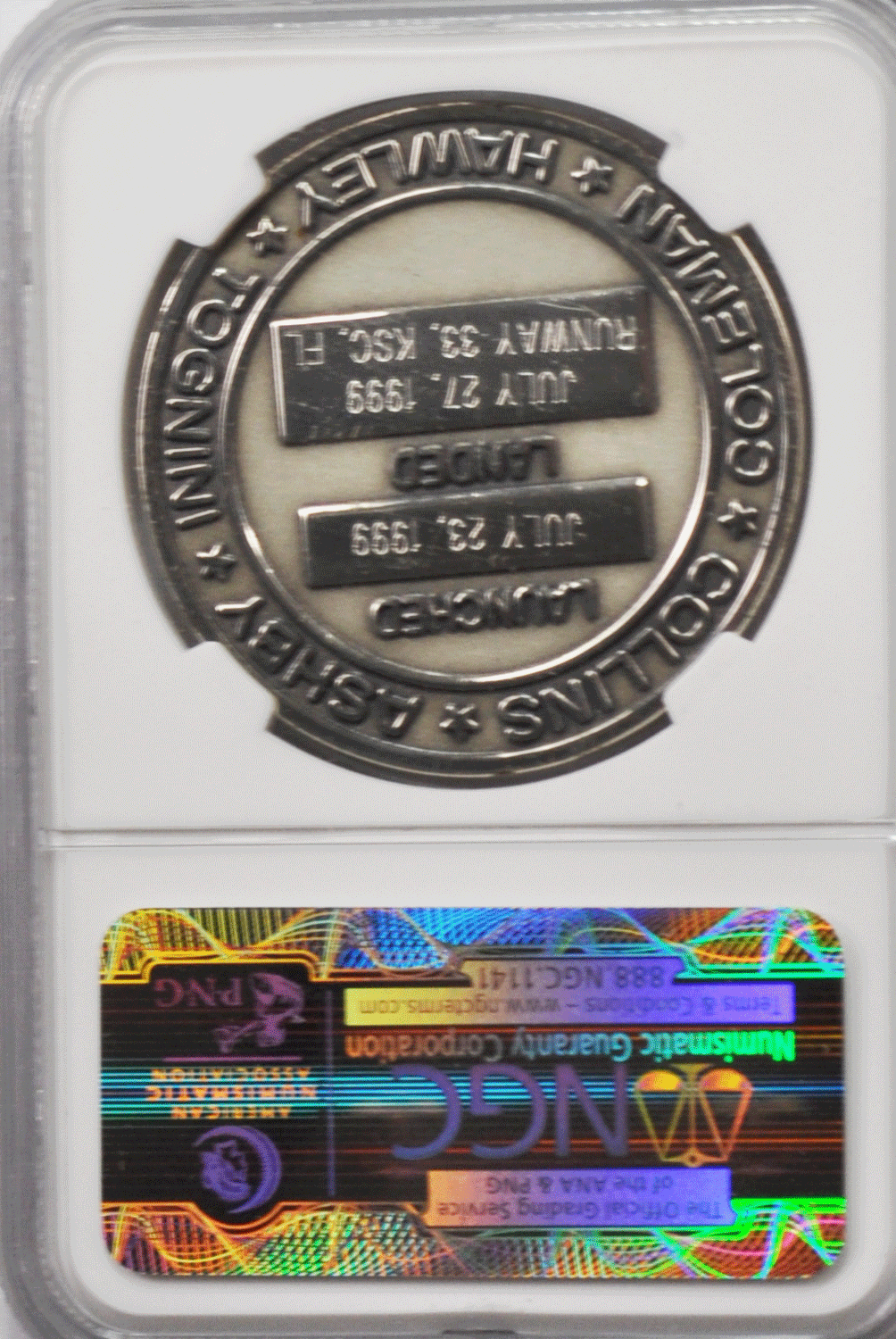 1999 STS-93 Robbins Space Silver Medal Unflown #91 NGC MS65 Columbia