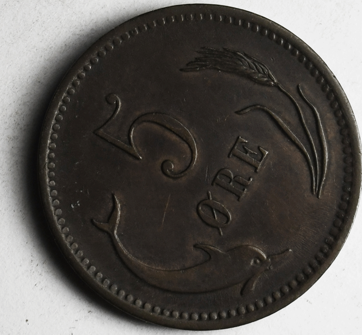 1874(h) CS Denmark 5 Five Øre KM# 794.1 Bronze Coin