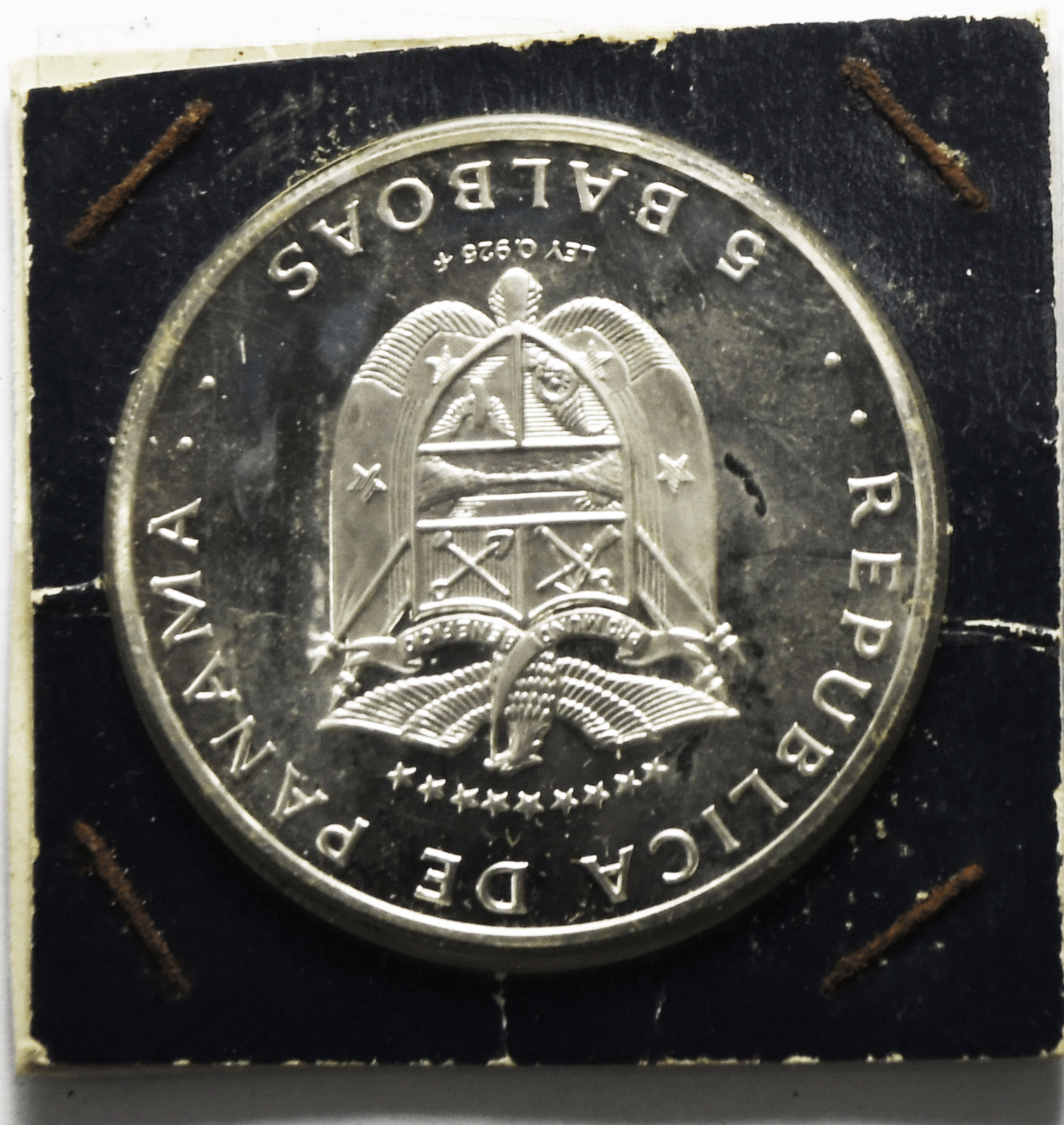 1975 Panama 5 Five Balboas Sterling Silver Coin KM# 40.1a