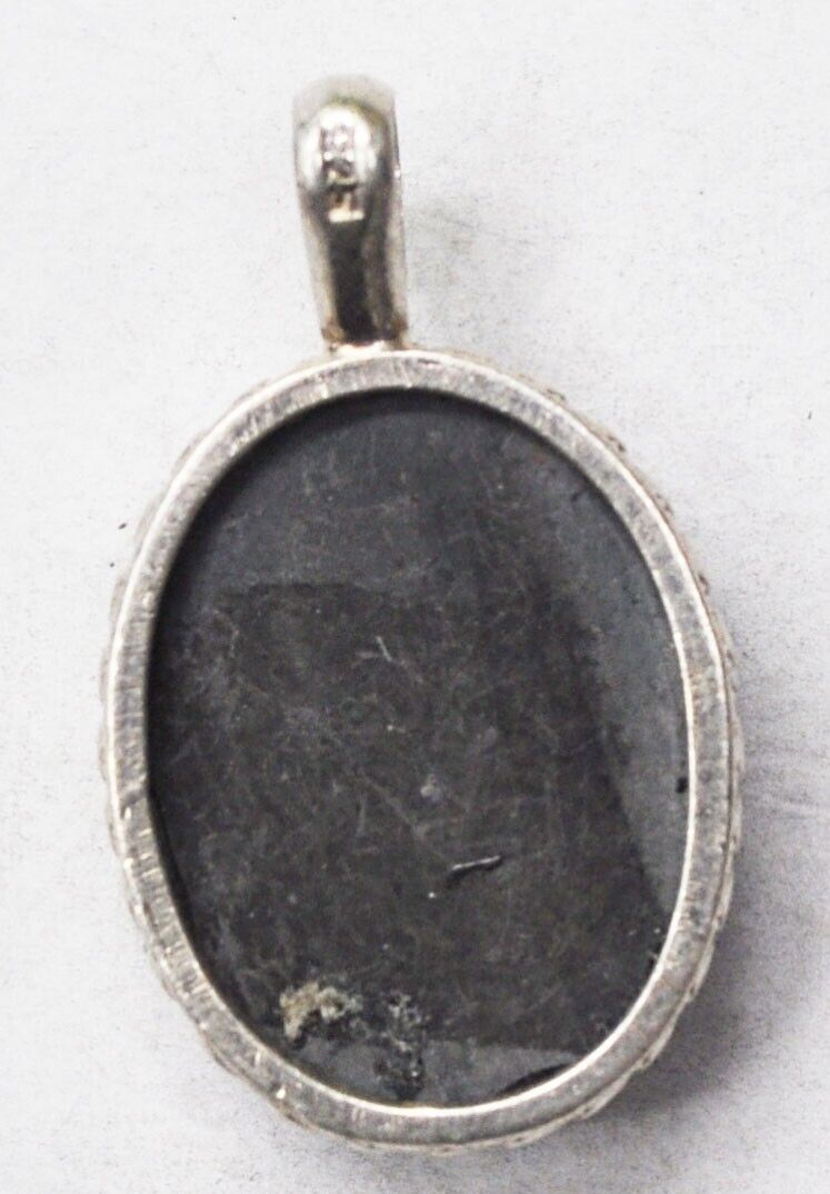 Sterling Silver Oval Green & Blue Drusy Quartz Pendant 43mm x 26mm