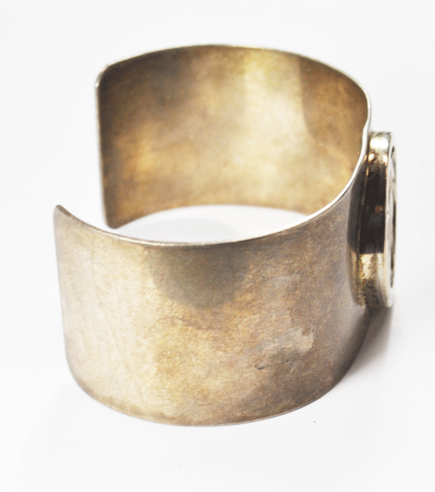 Sterling & 14k 2-Tone M & J Savitt Black Onyx Cutout Cuff Bracelet 29mm 5-3/4"