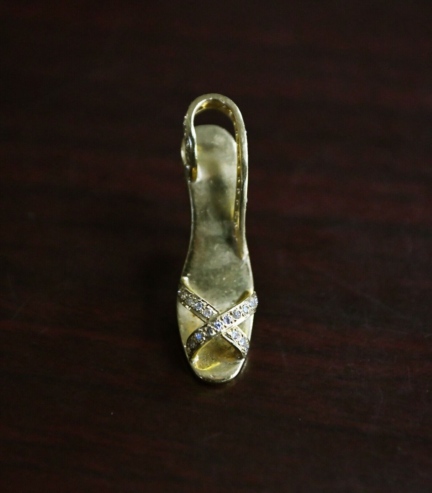 Fancy 14k Yellow Gold & 1ctw. Diamond Ladies Heel Shoe Pendant 6.2 grams 1" Wide