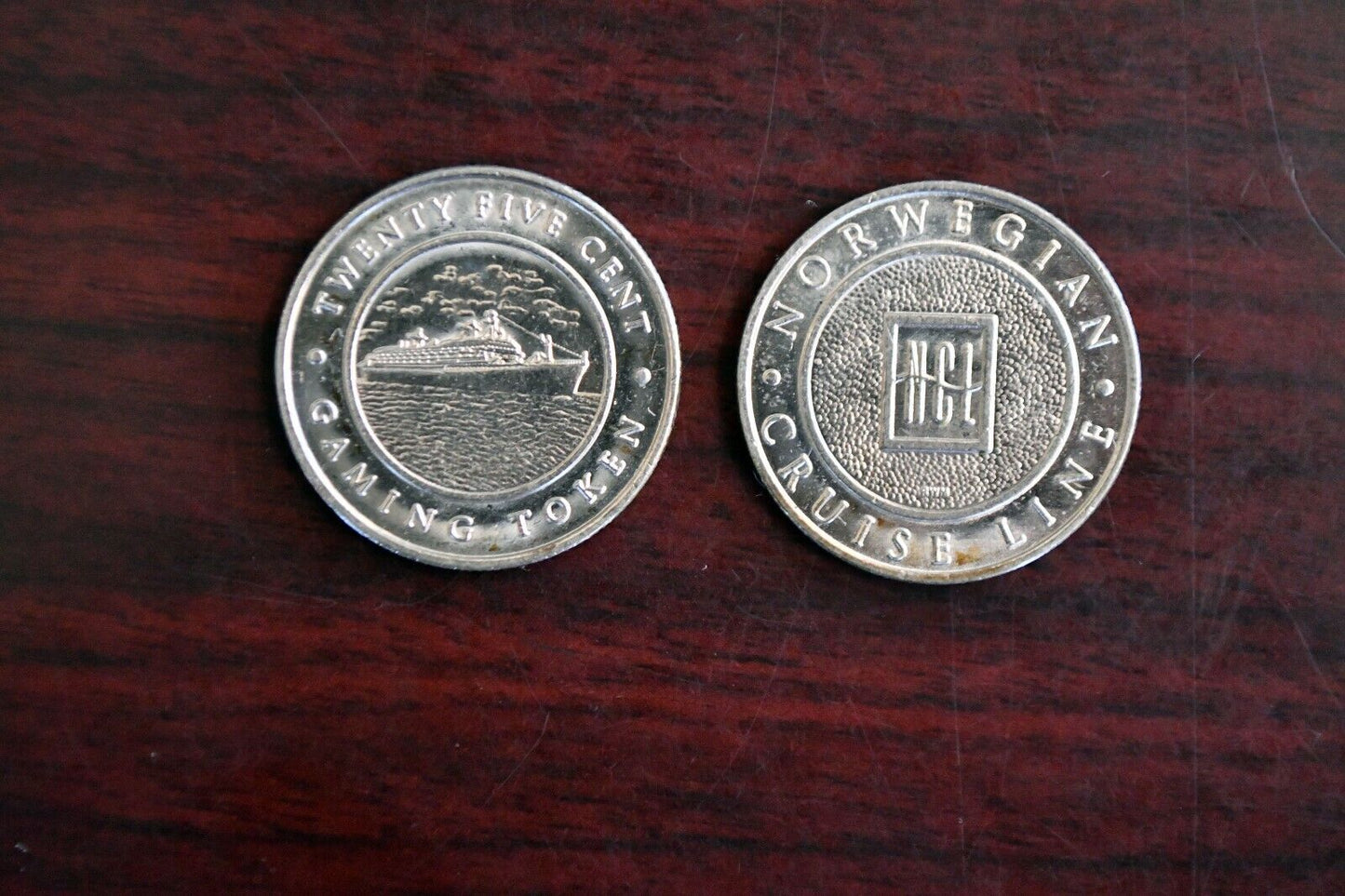 Norwegian Cruise Line Twenty Five Cent 25c Gaming Casino Token Pair of (2)
