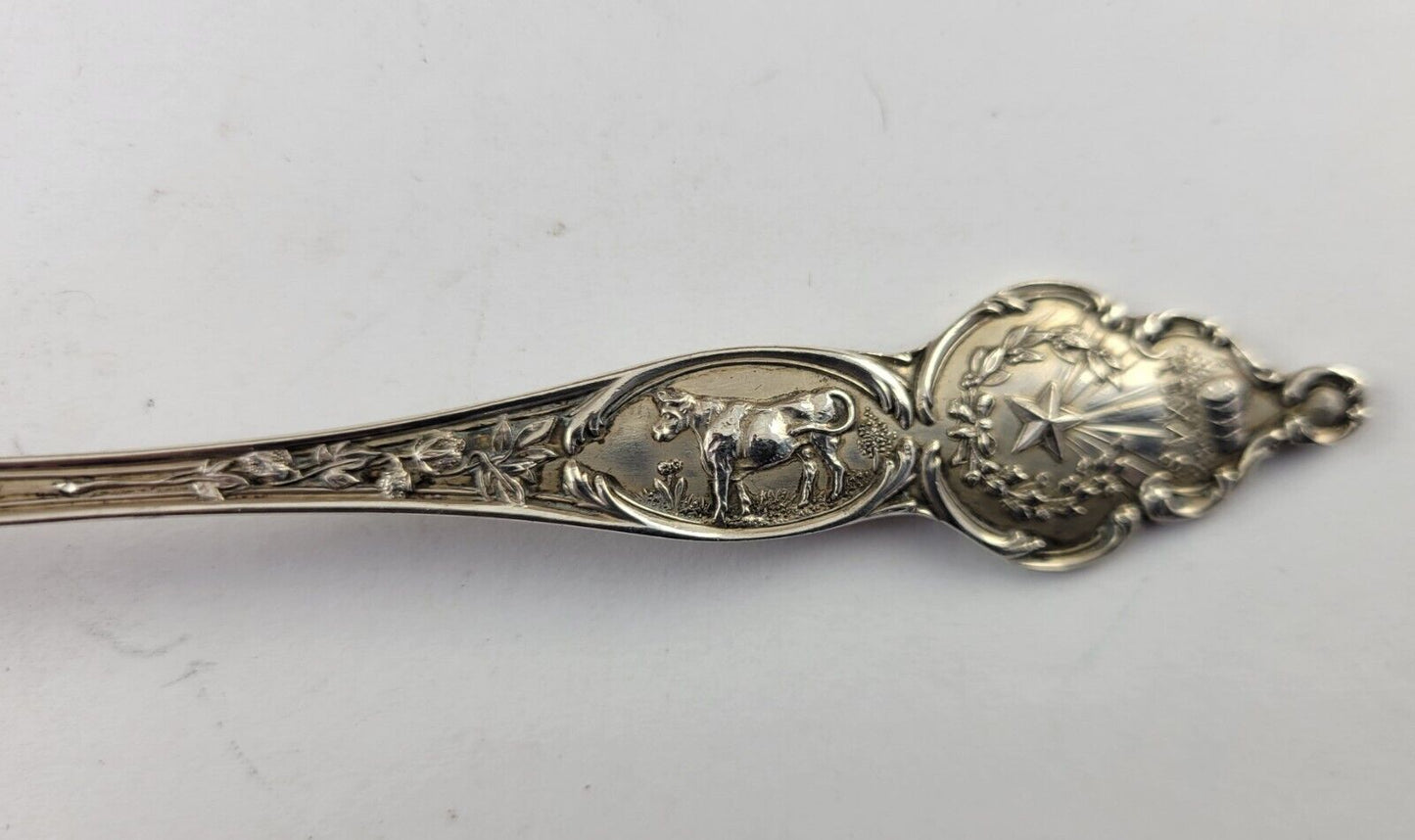 Sterling Texas Alamo State Capital San Jose Cattle .52oz Souvenir Spoon 5 1/2"