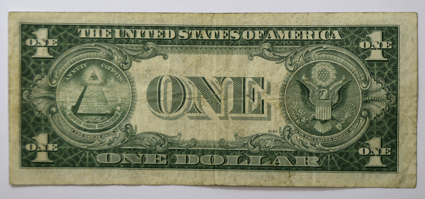 1935 E $1 Silver Certificate Overprint Misalignment Error Note G75462727H