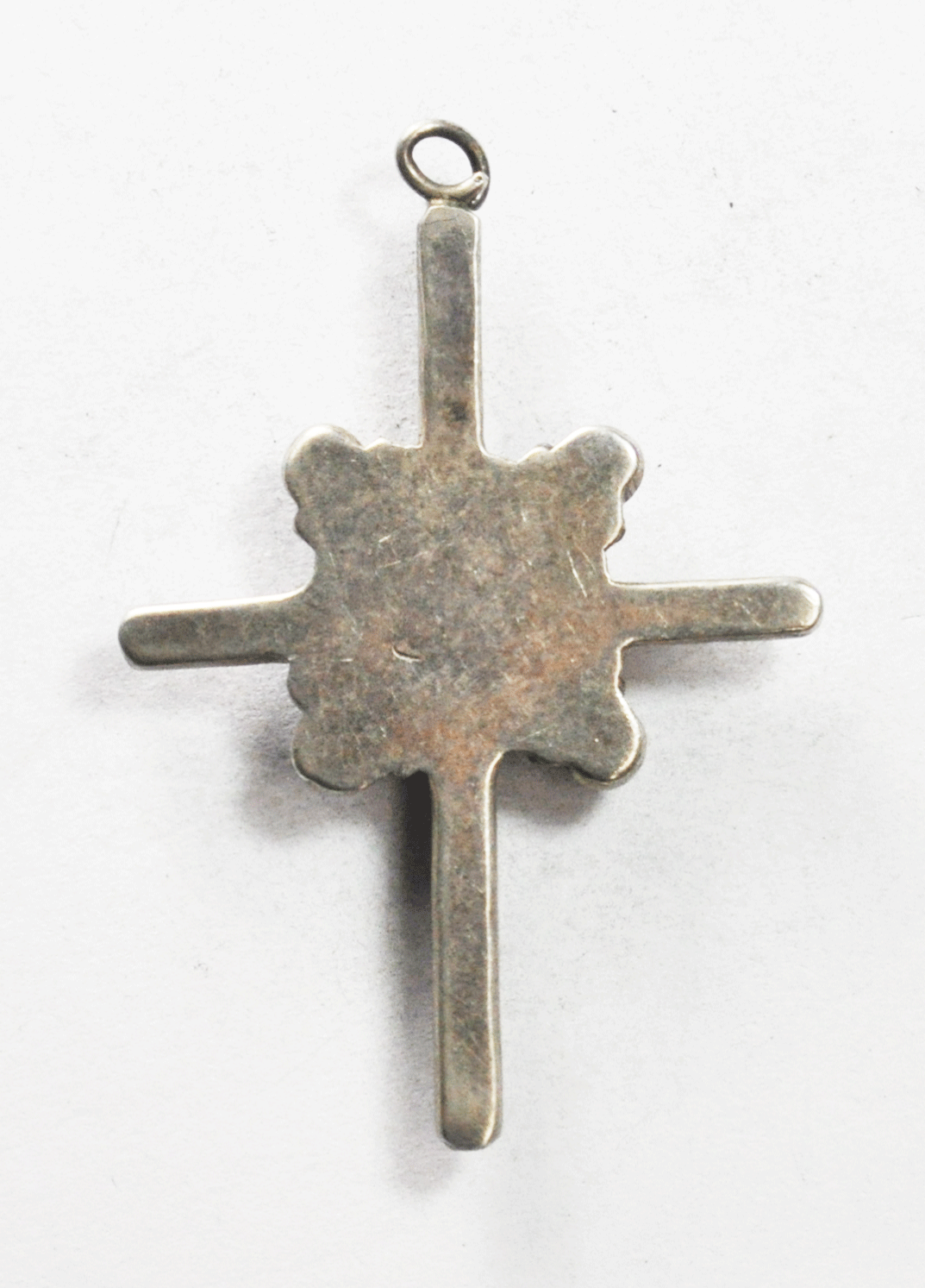 Sterling Silver Round Black Onyx Cross Pendant 47mm x 32mm