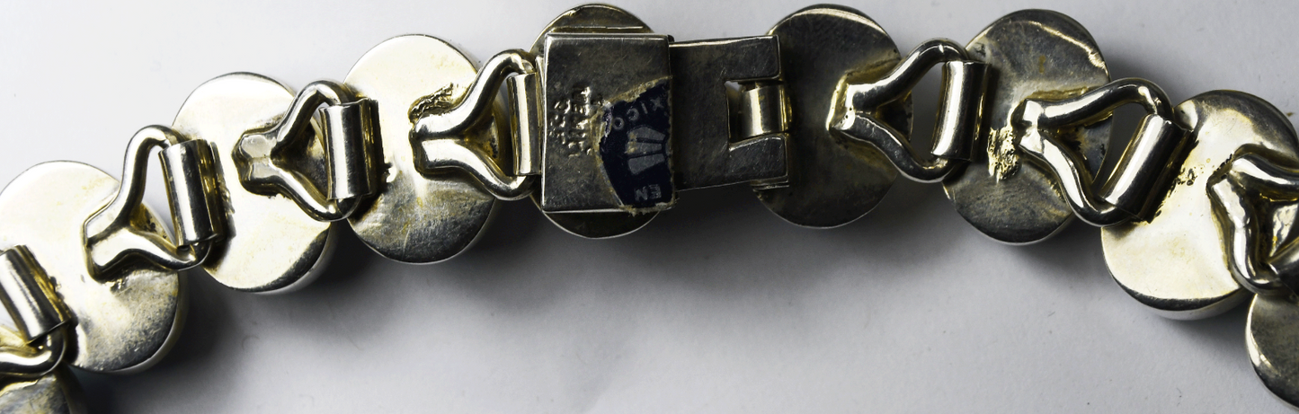 Sterling Mexico Oval Turquoise 22mm 16" Necklace & 25mm Clip On Earrings 252g