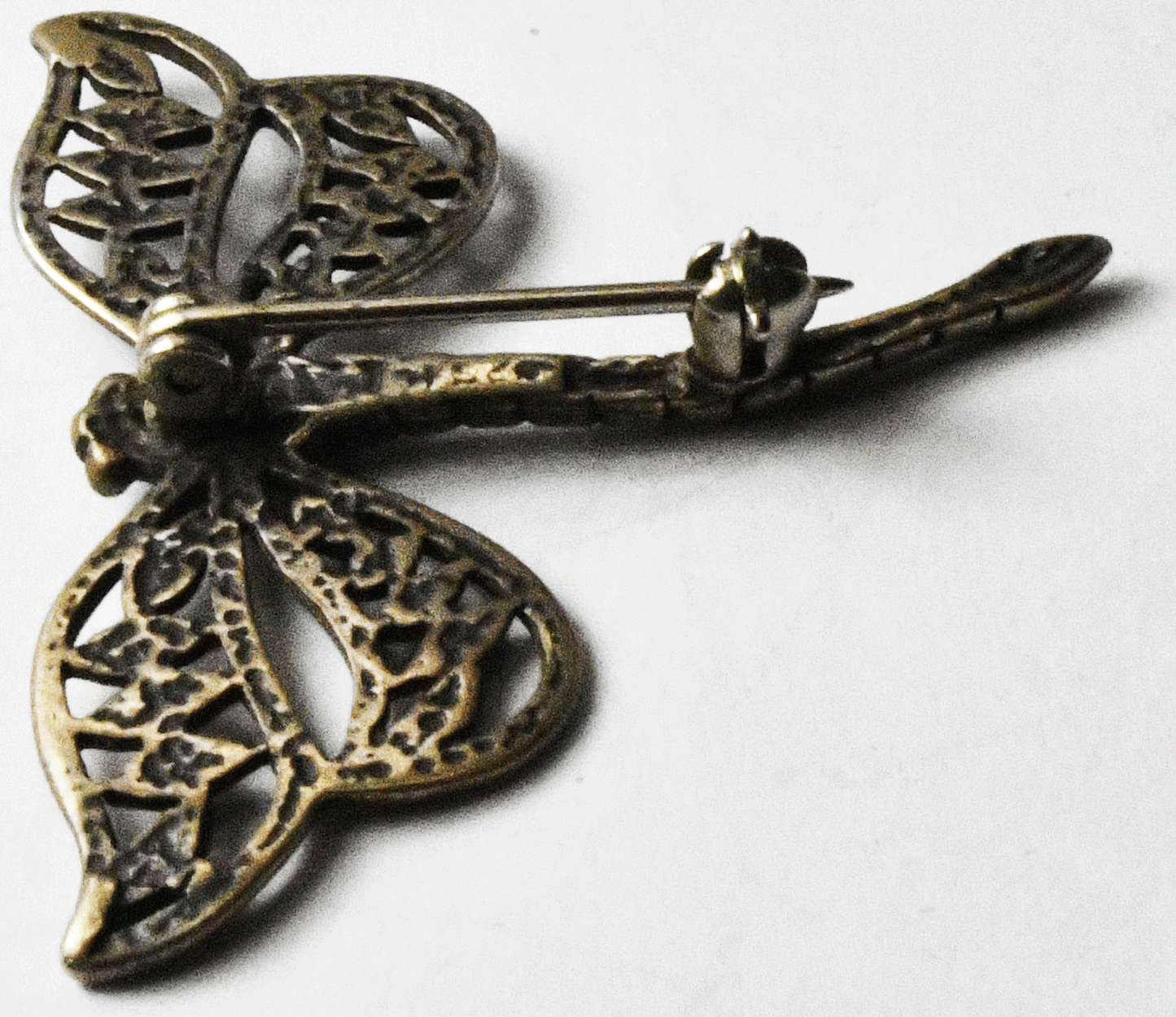 Sterling Filigree Bug Dragonfly Brooch Pin 30mm x 37mm