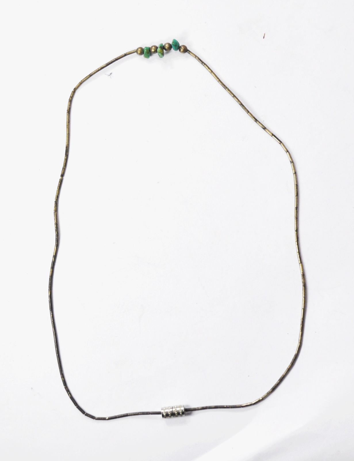 Silver Plated 5mm Small Turquoise Chunk Bead Necklace 15" Screw Clasp