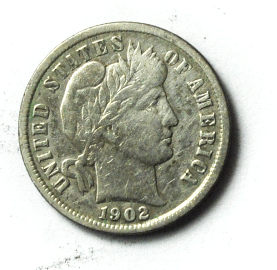 1902 10c Barber Silver Dime Ten Cents Philadelphia