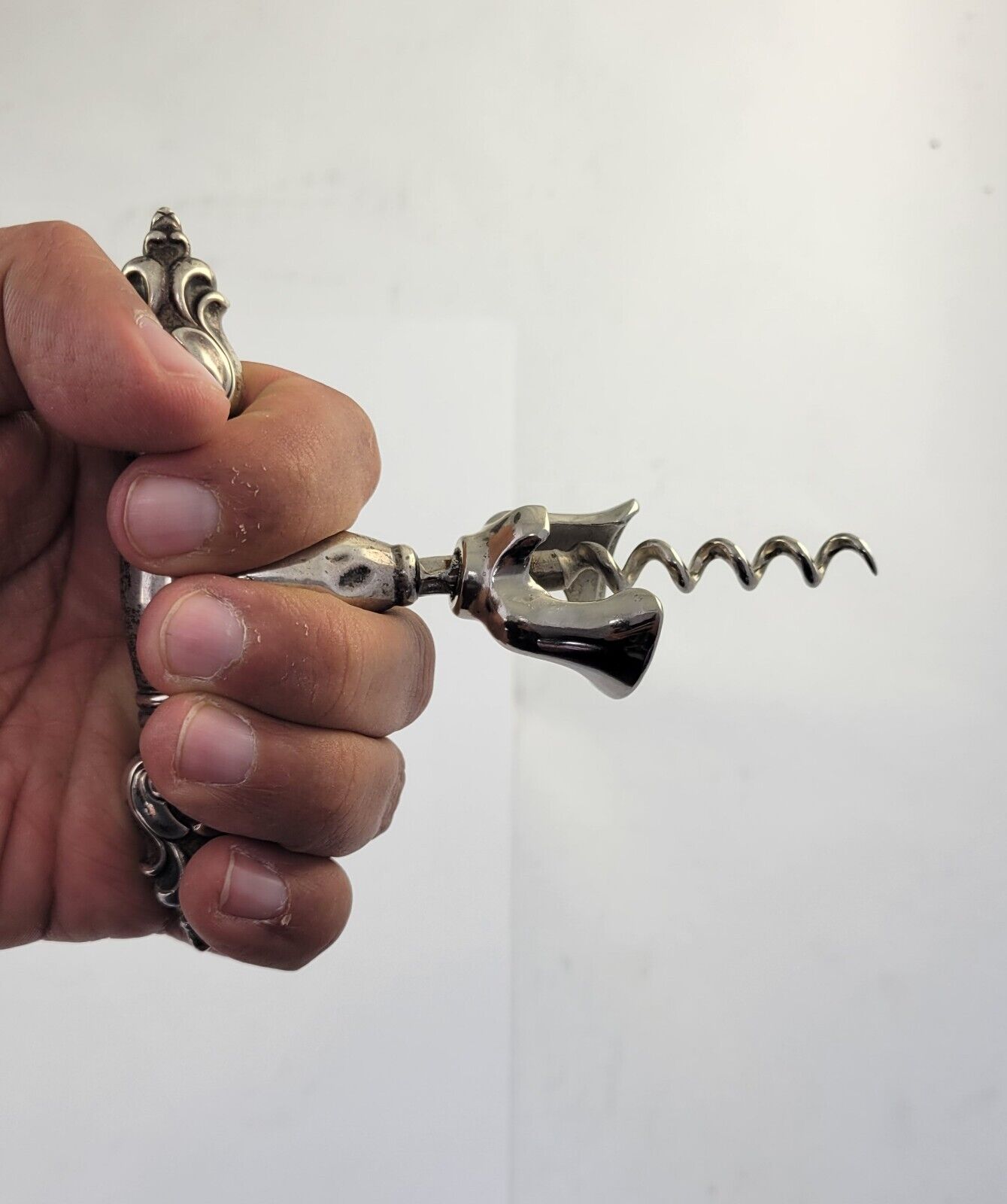 Antique Walker Bell Sterling Silver Corkscrew Barware Wine Opener