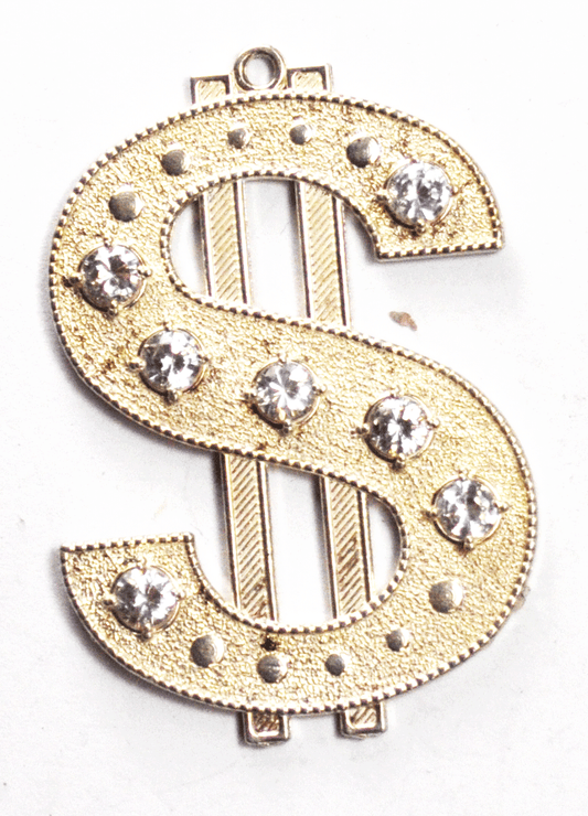 Sterling Silver Large CZ Dollar Sign 53mm x 35mm Pendant SMO